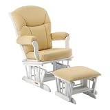 Hanford Sleigh Glider and Ottoman Set - White/ Butter
