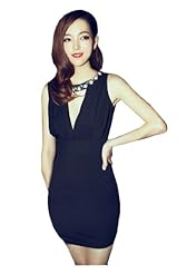 Sexy V-neck Polyester Sleeveless Beaded Gathered Backless Keyhole Cocktail Evening Dress/Party Dress/Mini Dress 