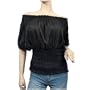 Sexy Sheer Black Off Shoulder Smocked Plus Size Top