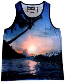 Super Massive Men's Beach Sunset Photo Sublimated Tank Large Full Color