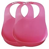 2 x BIBS PLASTIC - Best Plastic Pink Pelican Bib for Babies - 2 x Easy to clean & practical Bibs for a Baby
