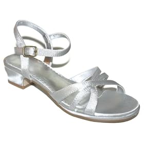 Girls Silver Satin Heels Formal Wedding Pageant Dress Shoes