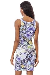 Sleeveless Summer Stretchy Elastane/Polyester/Scuba/Knit Floral Print Bodycon Dress 