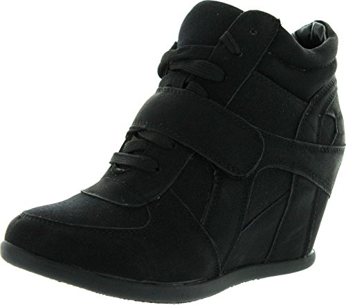 Top Moda SAMMY-40 High Top Velcro Womens Hidden Wedge Sneaker Shoes