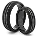 His & Her’s 8MM/6MM Tungsten Carbide Black Domed Wedding Band Ring Set
