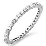 14k White Gold Round Diamond Ladies Eternity Anniversary Stackable Ring Wedding Band (0.55 cttw, F-G-H Color, SI-I Clarity)