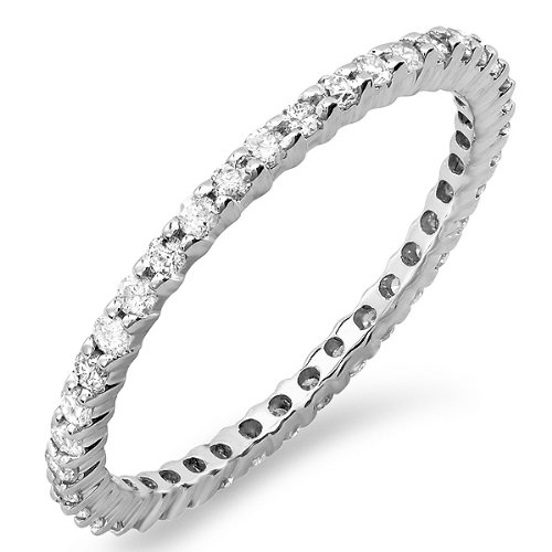 Buy 14k White Gold Round Diamond Ladies Eternity Anniversary Stackable Ring Wedding Band (0.55 cttw, F-G-H Color, SI-I Clarity)