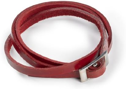 Fair Trade Leather Wrap Bracelet - Studded or Plain, Several Colors (Smooth Carmine Red)