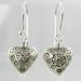 : DANGLING STERLING SILVER HEART EARRINGS STAMP DESIGN 9493
