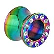 00 Gauge Rainbow Anodized Titanium Jeweled Saddle Plug