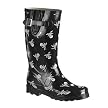 Women's Skull and Sword Rain Boots - Black/White