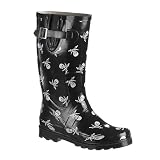 Skull and Sword Rain Boots - Black/ White