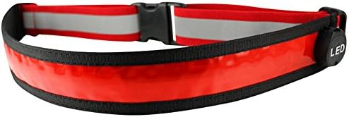 LED Reflective Belt USB Chargeable-The Best High Visibility Gear for Running,Walking,Biking-Adjustable &amp; Lightweight for Womens,Mens,Kids Safer Than Reflective Vest Red