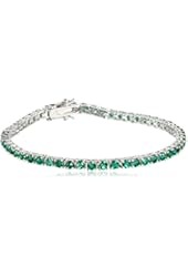 Created Precious Gemstone Round-Cut Tennis Bracelet in Sterling Silver (3mm)