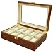 Watch Box for 10 Watches Burlwood Finish Glass Window Extra Clearance Large Cushions Latch