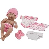 La Newborn Nursery 8 Piece Layette Baby Doll Gift Set, featuring 14" Life-Like Original Newborn Doll, Pink