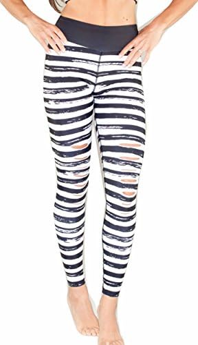Multi Color Leggings (Luxurious Italian Material) (Medium, Black and White Stripes)