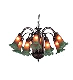12 Lt Lily Hanging Lamp Amber/Green
