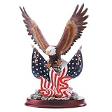 Patriotic Bald Eagle Sculpture Wood Base Staue Figure