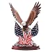 Patriotic Bald Eagle With Two American Flags Statue On A Wooden Base