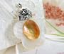 Gorgeous 2 Tone Blossom Rainbow Fire Gold and White Mother Of Pearl Flower And Leaves Designer Sterling Silver Pendant