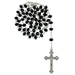 Black Crystal Rosary with Faceted Rondell Beads in 8x6mm - 28'' Necklace - 21'' Overall Length