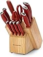 KitchenAid 12-Piece Stamped Delrin Knife Block Set, Red