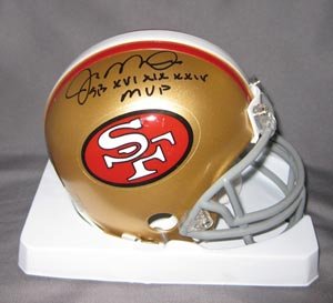 Joe Montana Signed 49ers Mini Helmet - SB MVPs