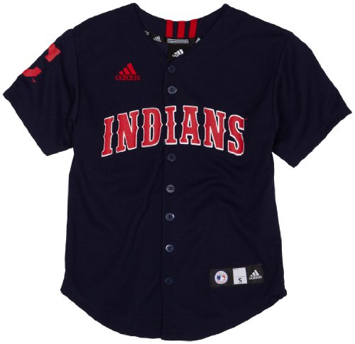 MLB Boys' Cleveland Indians Screen Print Baseball Jersey, Dark Navy, X-Large