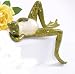 GARTENSKULPTUR LIEGENDER FROSCH QUAXI 20 CM KANTENHOCKER GRÜN B