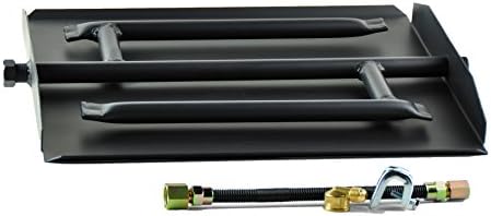 Dreffco 18" NG Powder Coated Steel Complete Fireplace Triple Row Burner Pan Kit