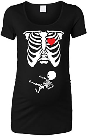 Trunk Candy Womens Halloween Kung Fu Baby Maternity Top (Black, 2X-Large)