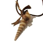 Shell Necklace 01 Pendant Brown Ribbon Leather Spiral Copper 22