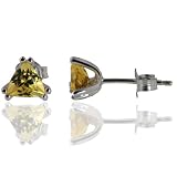 Michael Valitutti 14K White Gold Golden Yellow Beryl (Heliodor) Stud Earring
