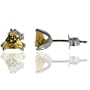 Michael Valitutti 14K White Gold Golden Yellow Beryl (Heliodor) Stud Earring
