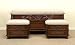 Beautifully Detailed Oak Finish Bi-Cast Leather/Wood BENCH Set of 3