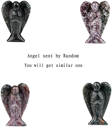 YJH Crystal Natural Carved 2 Inch Indian Agate Pocket Guardian Angel Figurines and Statues, Reiki Healing Crystals