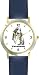 Basset Hound (MS) Dog - WATCHBUDDY CLASSIC DELUXE TWO-TONE THEME WATCH - Arabic Numbers-Blue Leather Strap-Children's Size-Small ( Boy's Size & Girl's Size )