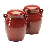 Glazed Pottery Salt and Pepper Shakers - Red 