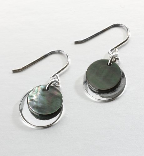Sterling Silver Shell Disc Drop Earrings