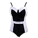 HDE Women's Retro One Piece Swimsuit Plus Size Padded Halter Vintage Swimsuit (Black-White Monokini, X-Large)