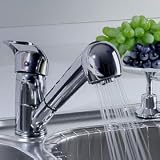 Solid Brass Pull Out Kitchen Faucet (Chrome Finish)