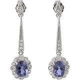 14K White Gold Iolite and Diamond Earrings