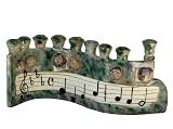 ArtisanStreet's Stoneware Musical Train Hanukkah Menorah. The Engineer Leads Chorus of Singers. Notes Play Rock of Ages. Hand Crafted, Limited Edition, Signed by Artisan