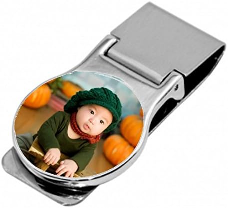 Money Cash Clip Customized with Your Own Photo - Includes Gift Box - Stainless Steel - Your Picture Elegantly Printed Directly on This Money Clip (Round)