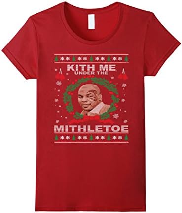 Women's Christmas Tshirt | Kith Me Under the Mithletoe Tshirt Large Cranberry