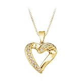 14K Yellow/White Gold 0.07 ct. Diamond Heart Pendant with Chain