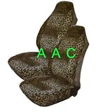 Set of 2 Universal-fit Animal Print Front Bucket Seat Cover - Leopard