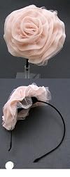 Pink Chiffon Rose Gothic Couture Renaissance - Large Baby Pink Flower Headband