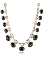 Napier "Evening Contrast" Gold-Tone and Crystal and Jet Drama Necklace, 19"